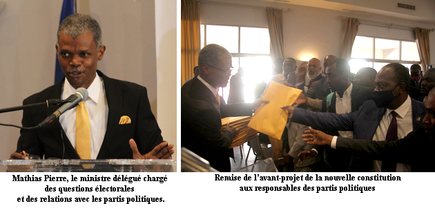 Remise de l’avant-projet de la nouvelle Constitution aux responsables des partis politiques